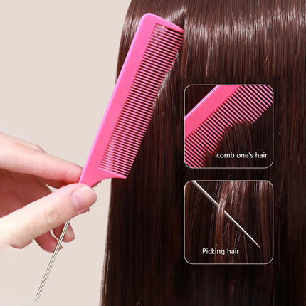 1pc Professional Pointed Tail Comb Salon Hair Styling Stainless Steel Antistatic Dyeing Hair Comb Special for Real Hair Wigs