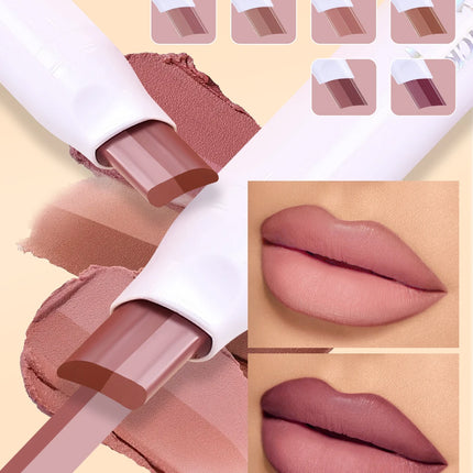 Two-Color Lipstick Pen, Matte Matte Finish, Long-Lasting Makeup Effect, Two-Color, Delicate, Waterproof, Non-Fading Lip Gloss, Natural and Easy to Apply Lipstick