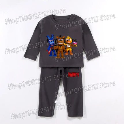 FNAF Pajamas Pants Set Children Thermal Underwear Suit Anime Five Nights at Freddy's Cool Clothing Suits Boys Girls Loungewear Gift