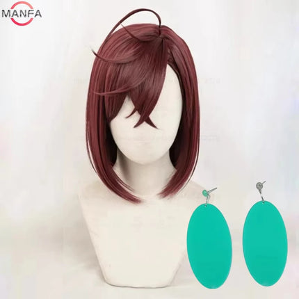 High Quality Momo Ayase Ekalun  Cosplay Wig Anime Dandadan Cosplay Short Brown Heat Resistant  Hair Anime Cosplay Wigs + Wig Cap