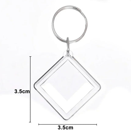 1/100pcs Blank Acrylic Picture Keychain DIY Clear Insert Photo Split Key Ring Frame Key Chains Anniversary Graduation Gift
