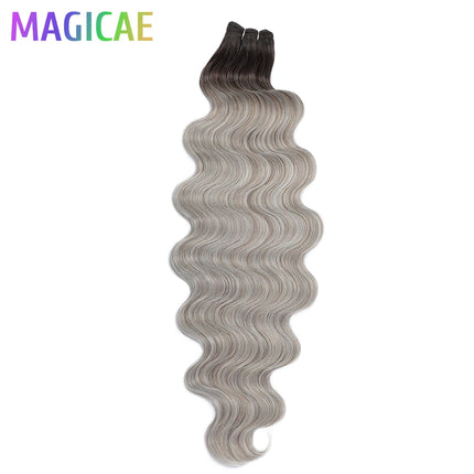 Magicae 30Inch 200g/Pc Chocolate Ombre Brown Orange Blond P27/613 Bio Body Wave Grey High Temperature Synthetic Hair Extension