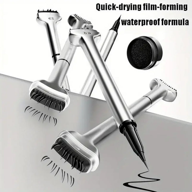 Lower Lash Stamp,2-in-1 Waterproof Sweatproof Eyeliner with Individual Liquid Eyeliner Reusable Eyelash Stamp Set Makeup