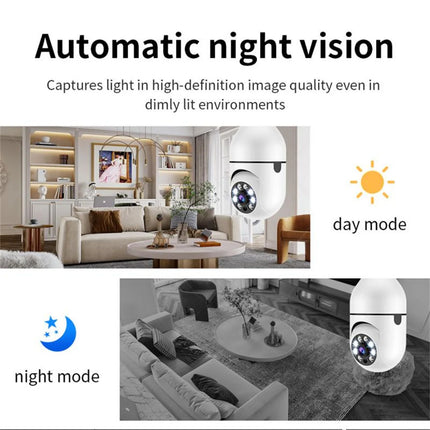 8MP E27 Bulb Wifi Surveillance Camera 10X Digital Zoom AI Humanoid Detection Color Night Vision Wireless Cameras Baby Monitor