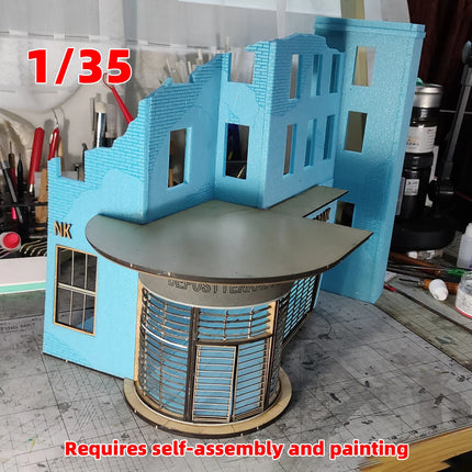 Assembly Architectural Miniature Building Architecture Ruined German Bank Urban Ruins House Diorama Scale Model Kit 1/35