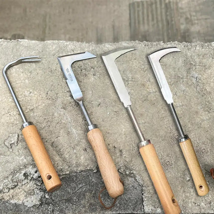 Crack Weeder Crevice Weeding Tool Stainless Steel Manual Weeder Beech Handle Lawn Yard Gardening Tool