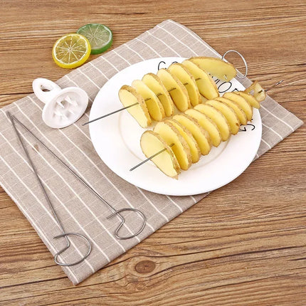 6 Set Spiral Potato Cutter with 4 Stainless Steel Sticks Spiralizer Chips Maker Reusable Potato Twister Kitchen Gadgets