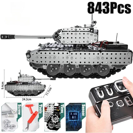 RC Tank DIY Stainless Steel Assembled SW (RC) 06 Metal Model Precision Mechanical Assembly Building Blocks Toys