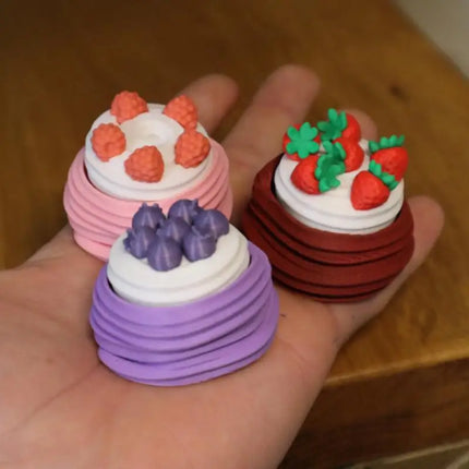 Strawberry Cake Model Keychain 1Pcs Calming Fidget Toy for Anxiety Stress Relief Finger Button Bag Charm for Girls