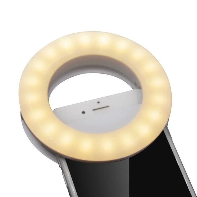 Ring Light Phone Selfie Stick LED Clip-on Rechargeable Round Lamp Live Stream for Smartphone Laptop IPad IPone