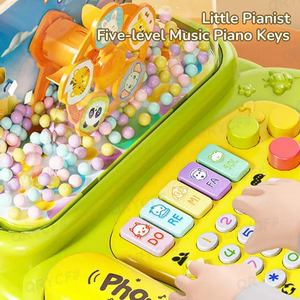 Electric Telephone Toy Cartoon Piano Music Light Activity Multifunctional Kid Musical Learning Toys for Children Christmas Gifts