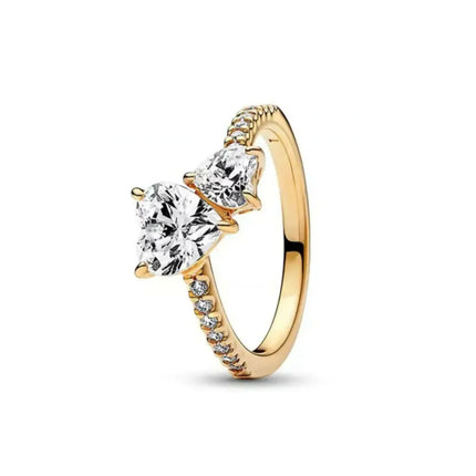 2025 Hot Selling Wholesale Gold Color Sun Heart Bow Size 6 7 8 9 Ring Rings For Trenday Women Jewelry 925 Sterling Silver