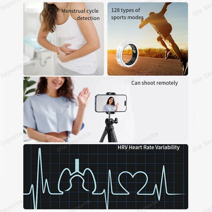 New Fashion Diamond Lady Smart Ring With Box Heart Rate Monitoring Application Controls Fitness Sports Women Health Smartring