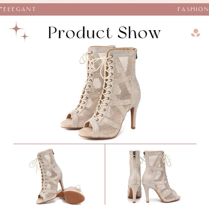 SWDZM Women Dance Boots Full Rhinestone Jazz Latin Dance Shoes Shining Dancing Boots Sexy Thin Heels Women Ladies Dancing Shoes