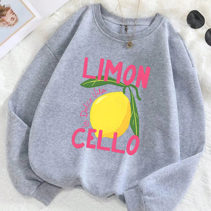 Limon Cello La Dolce Vita Printing Hoodie Women Basics Comfortable Sweatshirt Warm Pullover 2025 Autumn and Winter Hoodie