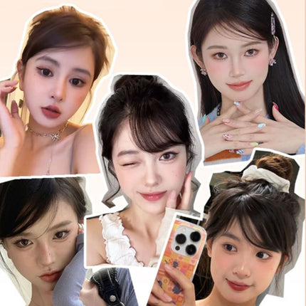 Synthetic  Slanted Bangs Short Brown Black Fake Hair Fringe Extension Clip in Hairpieces Accessories for Women Girl