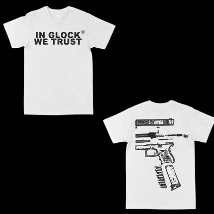 In Glock We Trust Graphic Tee T-Shirts Summer Men's Women Leisure Cotton Tees Shirt O Neck Short Sleeve Tops Loose Casual Trendy