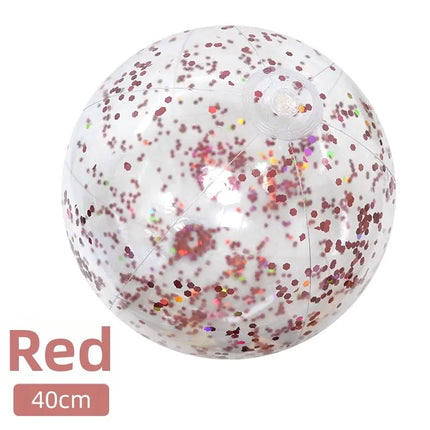 40cm Shiny Sequins Inflatable Ball PVC Transparent Confetti Ball Reusable Swimming Pool Beach Ball Holiday Party Decor