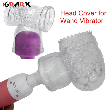 Transparent Magic Wand Attachment Penis Vibrator Masturbador Headgear AV Stick Rod Head Cover Sleeve Sex Toys Erotic Accessories