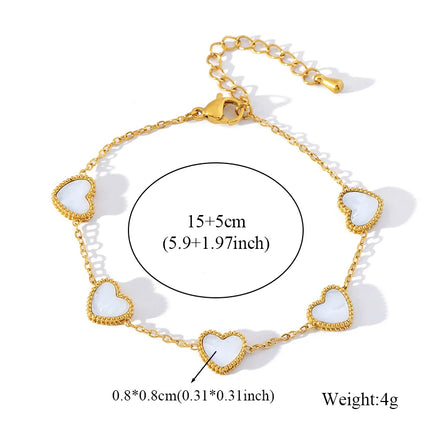 GANPUP 316L Stainless Steel Metal Gold Color Flower Heart Bracelet Bangle Texture Jewelry Trendy Wrist Chain for Women Men New