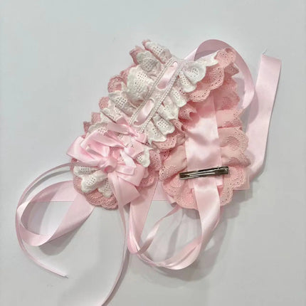 Pure Cotton Aace Love Embroidery Butterfly Tie Headband Lolita Hair Accessories Doll Woman Gilr