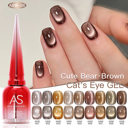 AS 15ml Luxury Coffee Cat Nail Gel Polish Tpo Free Soak Off UV LED Dark Brown Cat Eye Manicure Gel Polish Nail Art Varnish Gel