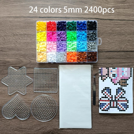 Fuse Beads Kit 24/48 colors 5MM 3D Pixel Puzzle Iron Beads Handmade Crafts Decor DIY Make Puzzle High Quality Melting Beads