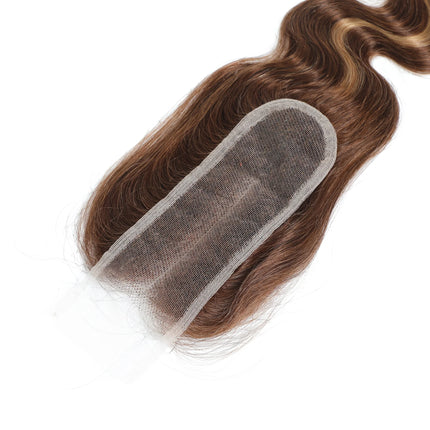 Body Wave Highlight 360 Lace Frontal Only Ombre Brown Honey Blonde 2x6 4x4 5x5 13x4 Lace Closure P4/27# Human Hair Extensions