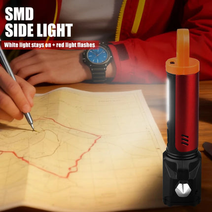 5-in-1 Tactica lLED Flashlight w/ Safety Hammer & Seatbelt Cutter, SOS Strobe,Rechargeable Survival Gear for Outdoor EDC Defense