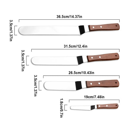 1PC Cake Icing Spatula, 4” 6” 8” 10” Professional Stainless Steel Cake Decorating Frosting Spatulas with Wooden Handle