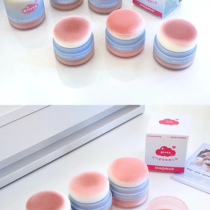 SHAQINUO 3 Color Airy Boom Blush Powder Lazy Air Blush Expanding Mushroom Head Blush Powder Even Skin Tone Blush