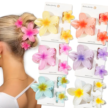 3pcs/set Flower Claw Clip Women Hawaiian Girl Hair Accessories Flower Ponytail Clip Clamp Barrettes Hairpin Summer Beach Jewelry