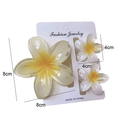 3pcs/set Flower Claw Clip Women Hawaiian Girl Hair Accessories Flower Ponytail Clip Clamp Barrettes Hairpin Summer Beach Jewelry