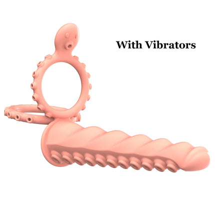 Double Penetration Vibrator for Couple Penis Ring Semen Cock Ring Penis Enlargement Delayed Vibrating Sex Toys for Men Adult