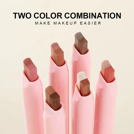 Two-Color Eyeshadow Stick Six-Pack Set Box, Highlighter Eyeshadow Pen, One-Swipe Application, Waterproof, Long-Lasting, Fine and Non-Smudging Eyeshadow Pen