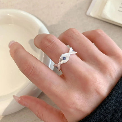 PANJBJ 925 Sterling Silver Four-pointed Star Shining Zircon Ring High-end Personalized Opening Adjustable Jewelry