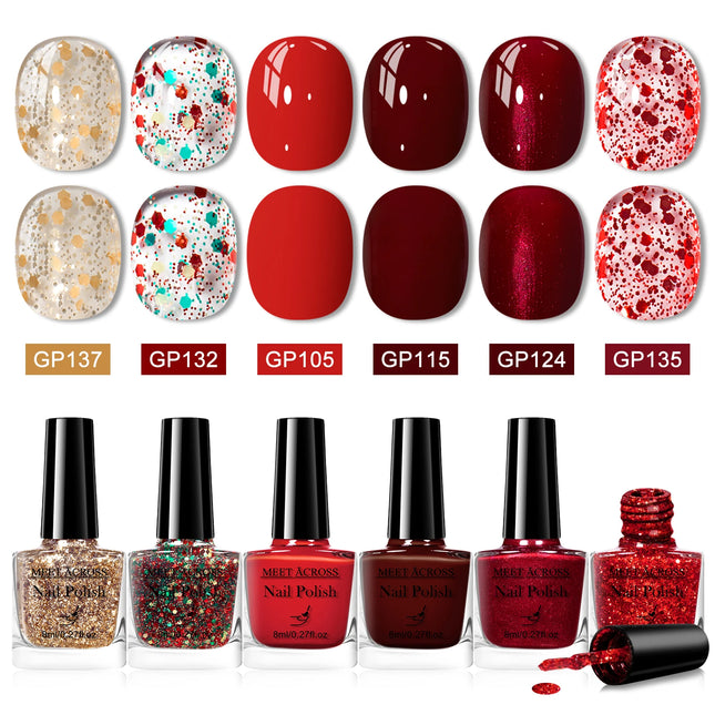 6pcs/set 8ml Water-Based Nail Polish Long Lasting Quick Drying No Need of Lamp to Cure Nail Supplies Vernis for Nails Manicure