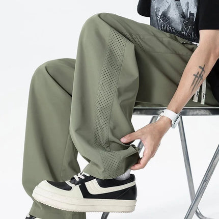 Mesh Men Pants Summer Solid Color Breathable Quick-dry Sports Running Fitness Casual Fashion Men Thin Pants