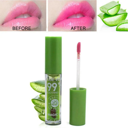 Aloe Vera Lip Balm - Temperature Activated Color Change | Hydrating Plant-Based Formula | Jelly Gloss