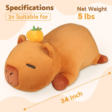 5 lbs Capybara Weighted Stuffed Animals, 24 Inch Large Cute Plush Toy, Plush Toy Pillows for Kids & Adults