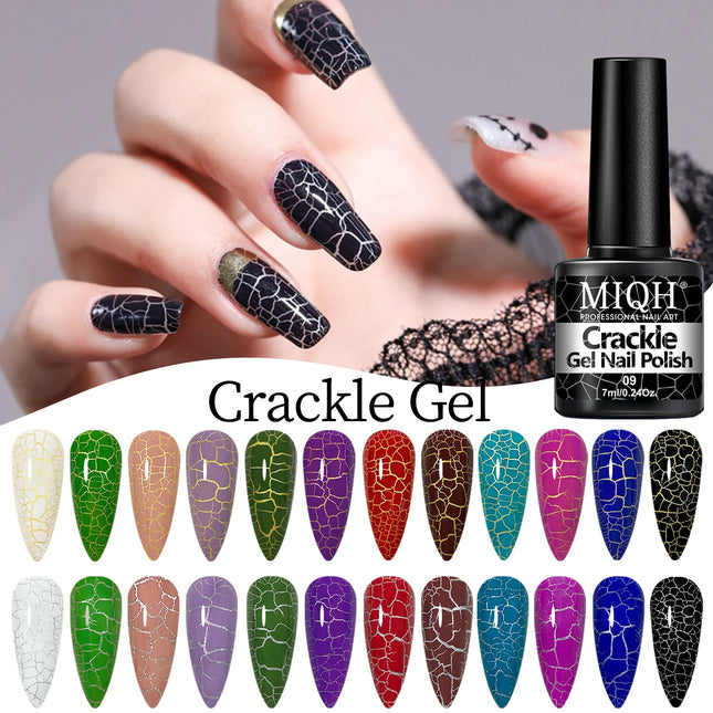 Crackle Nail Polish Gel, 7ML/0.24oz - Hypoallergenic, Acetone-Free, Blow-Dryable for Quick Cracking Effect