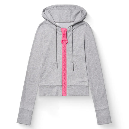American Style Millennium Spicy Girls Chic Zipper Hooded Sweatshirt High Street Trendy Retro Fashion Versatile Zipper Sweatshirt