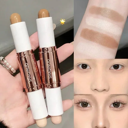 2 in 1 Dual Head Highlighting&Bronzer Stick Face Brightening Shaping Concealer Pencil Corrector Nose Shadow Contouring Cosmetics