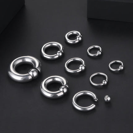 1pcs Stainless Steel Large Gauge Captive Bead Ring 20G-00G Nose Hoop for Women Men Ball Closure Rings Ear Piercing Body Jewelry