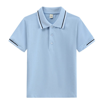 Kids T-Shirt Baby Boy Toddler Polo Shirts Children Clothing Short Sleeve Cute Striped White Blue Summer Tops School Uniform