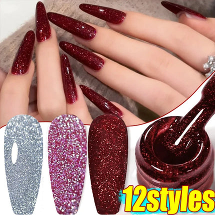 10ml Glittering Diamond Nail Polish Gel Fashion DIY Dandy Broken Diamond Gel Nail Art Semi Permanent Nail Varnishes Manicure
