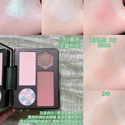Girlcult New Contouring Plate Velvety-Smooth Highlighter Contour  Blush In one Palette Long-lasting Shimmer Pressed Powder