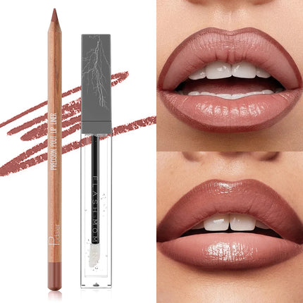 Lip liner and lip oil set, long-lasting, light and non-sticky, portable, quickly create a perfect gradient lip glaze
