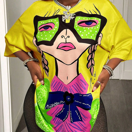 BamGleam Oversized T-shirt Loose Casual Hip-Hop Style Graphic Printed Women T-Shirt Summer Fashion Y2k Ladies Clothes Female Tee