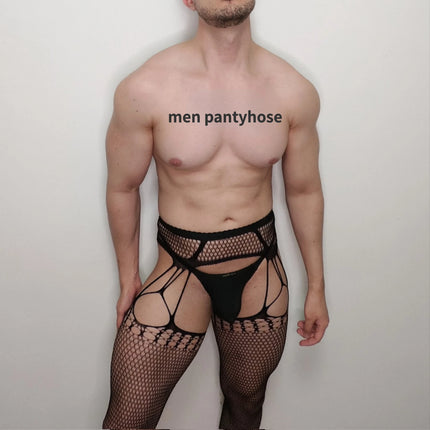 Crotch garter Tights for Male Pantyhose Sexy Husband Men's Thigh High Stockings Man Fetish Lingerie Plus Size Fishnet Hosiery